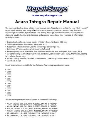 download Acura Integra workshop manual