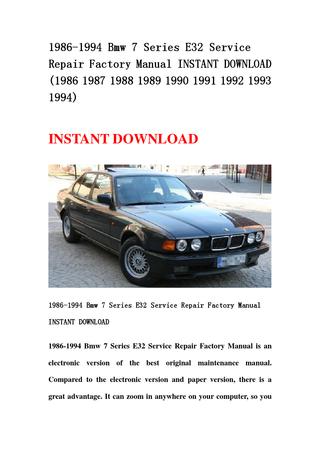 download BMW 7 Series E32 workshop manual
