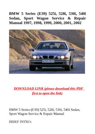 download Bmw 5 E39 525i Sedan workshop manual