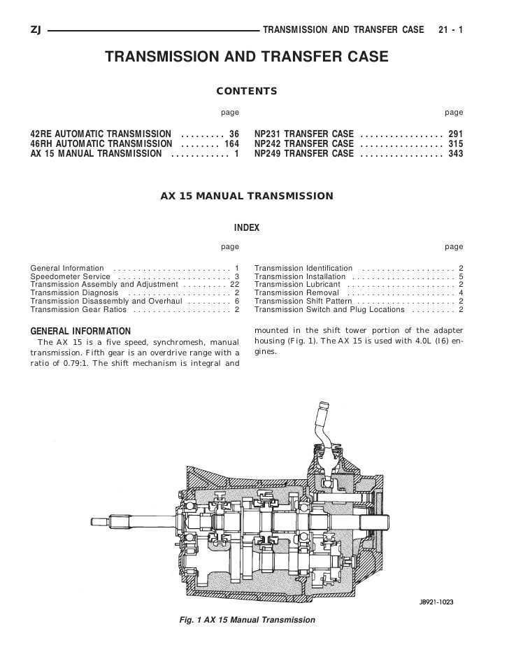 download CHRYSLER JEEP 42RE AUTO Automatic Transmission workshop manual