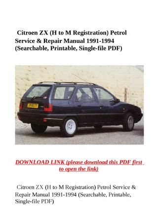 download Citroen ZX workshop manual