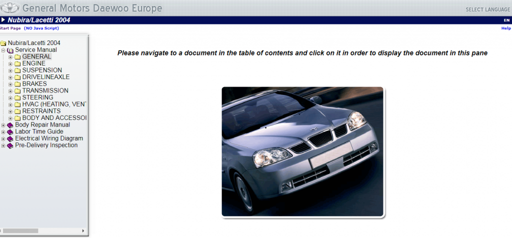 download DAEWOO LACETTI CAR workshop manual