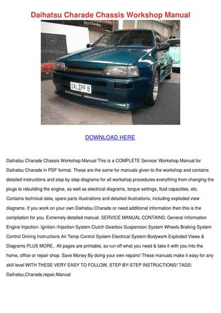 download Daihatsu Charade G100 G102 Chassis workshop manual