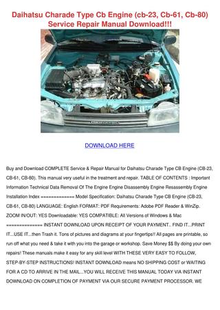download Daihatsu Charade Type CB Engine workshop manual