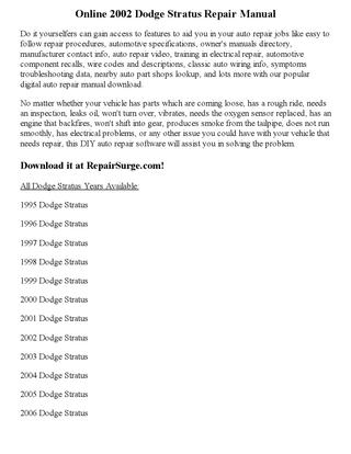 download Dodge Stratus workshop manual