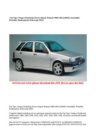 download Fiat Tipo Tempra workshop manual