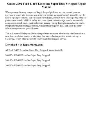 download Ford E 450 Econoline Super Duty Stripped workshop manual