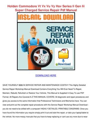 download Holden Commodore VT VX VU VY workshop manual