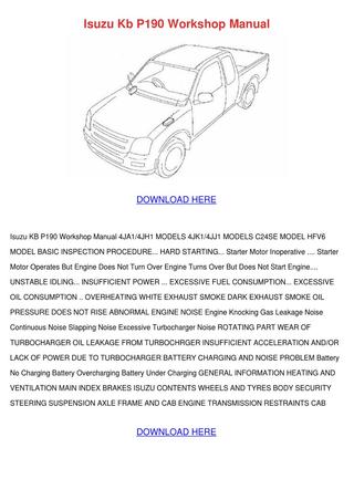 download Holden Rodeo Colorado P190 workshop manual