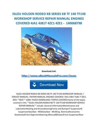 download Holden Rodeo KB TF 140 workshop manual
