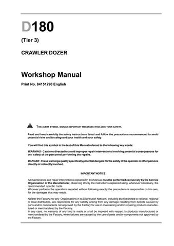 download Holland D180 Crawler Dozer able workshop manual