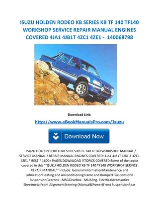 download Isuzu KB TF 140 workshop manual