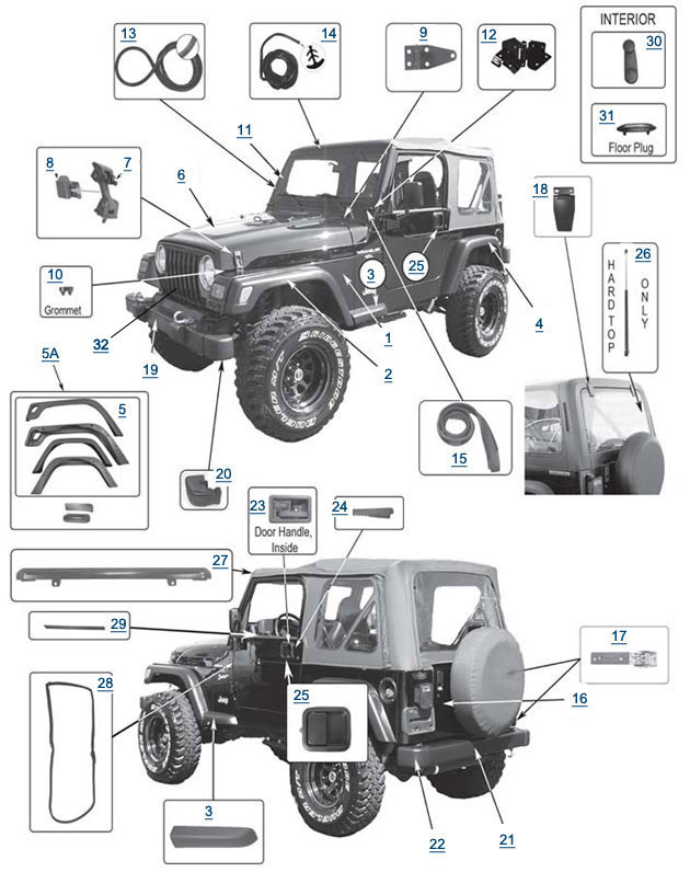 download JEEP WRANGLER TJ Parts workshop manual