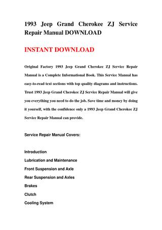 download Jeep Grand Cherokee ZJ workshop manual