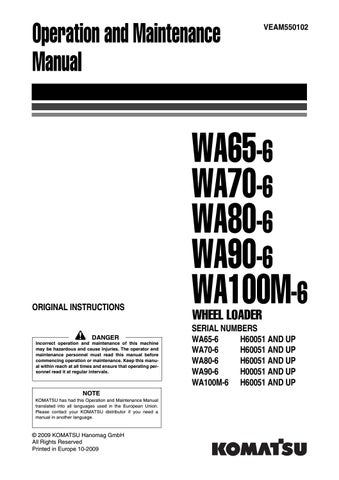 download KOMATSU WA70 1 Wheel Loader + Operation able workshop manual