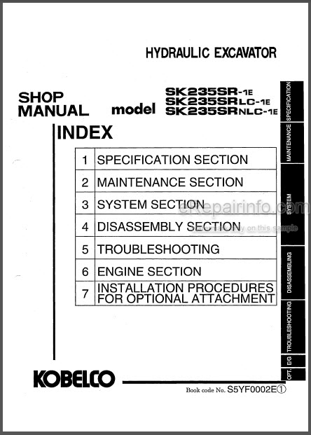 download Kobelco SK235SR SK235SRLC Hydraulic Excavator able workshop manual