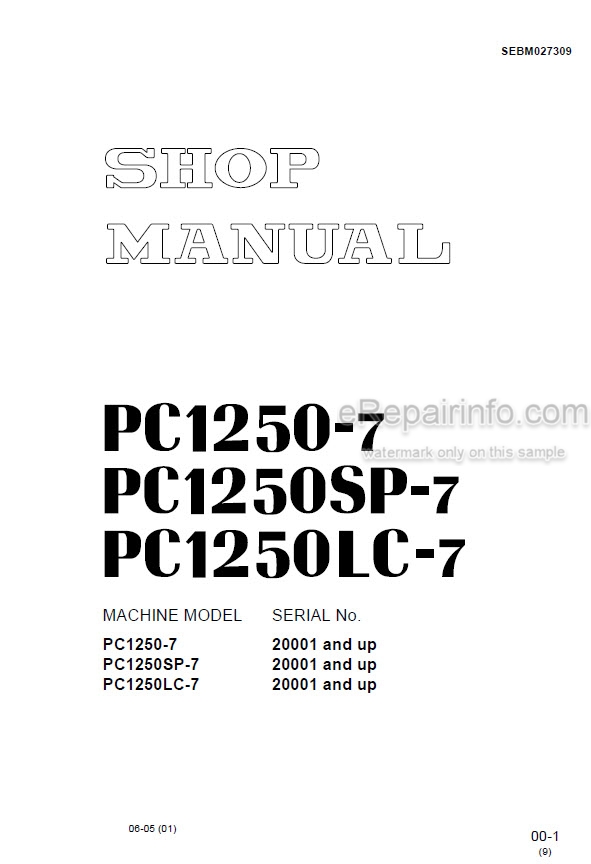 download Komatsu PC1250 7 PC1250LC 7 1 up able workshop manual