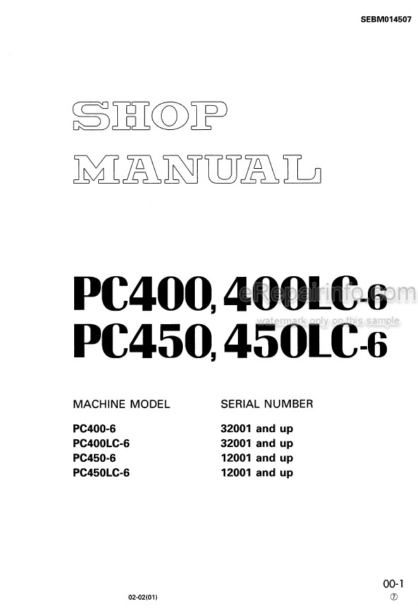 download Komatsu PC400 6 PC400LC 6 PC450 6 PC450LC 6 Hydraulic Excavator able workshop manual