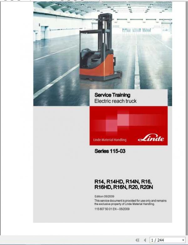 download Linde Electric Reach Truck Type 115 03 R14 R16 R20 03 N 03 HD 03 Training able workshop manual