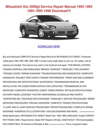 download MITSUBISHI 3000GT workshop manual