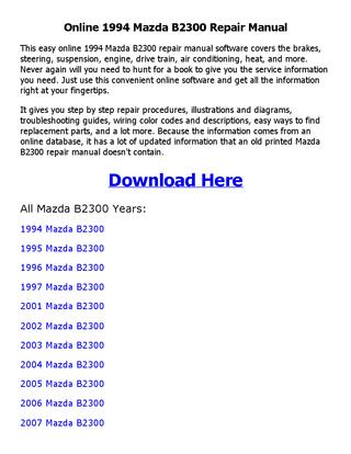 download Mazda B2300 workshop manual