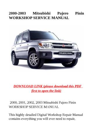 download Mitsubishi Pajero Pinin Work workshop manual