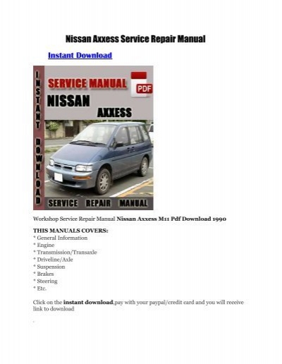 download Nissan Axxess workshop manual