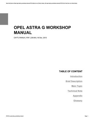 download OPEL ASTRA G workshop manual