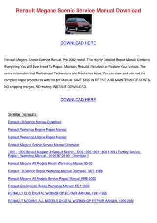 download RENAULT SCENIC MEGANE SCENIC workshop manual