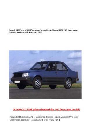 download Renault R 18 Worshop workshop manual