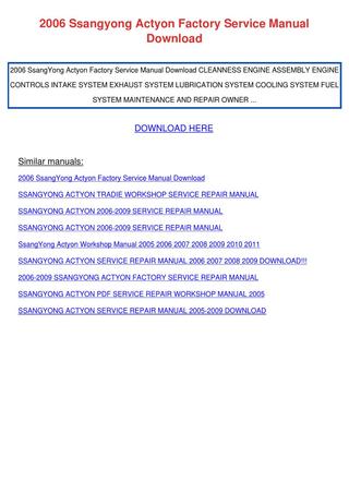 download SSANGYONG ACTYON TRADIE workshop manual