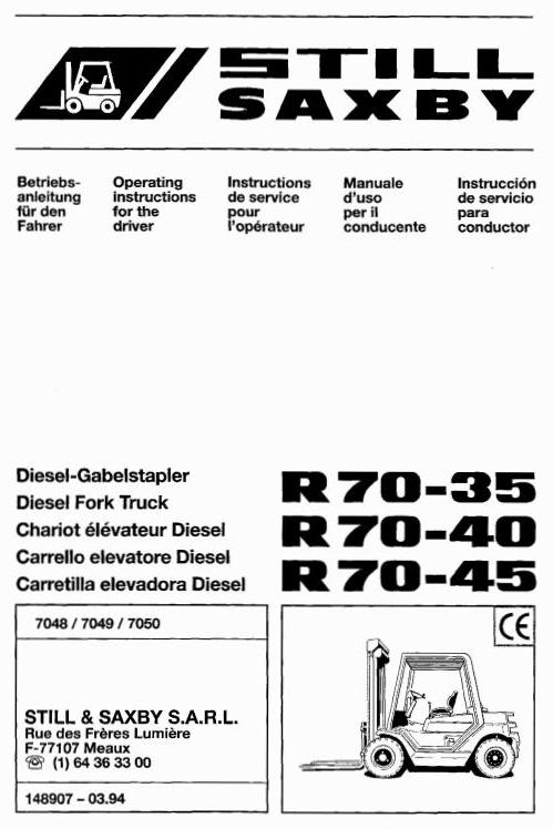 download STILL FORK Truck R70 35 R70 40 R70 45 Master workshop manual