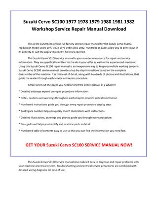 download SUZUKI CERVO SC100 workshop manual