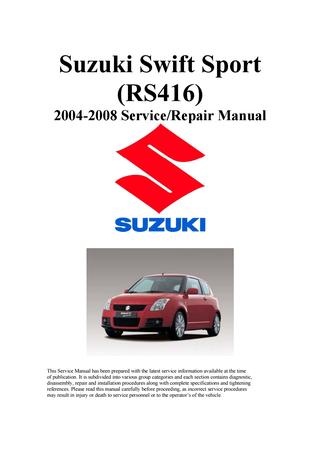 download SUZUKI SWIFT Sport RS416 workshop manual