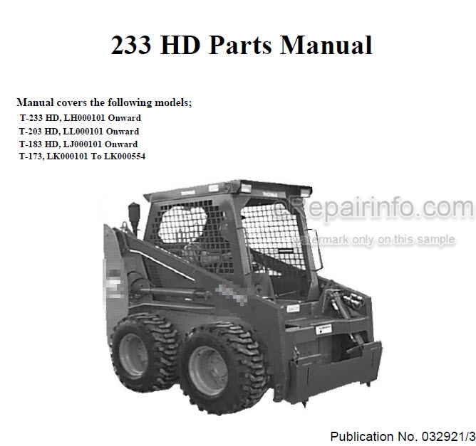 download Thomas T233HD Skid Steer Loader able workshop manual